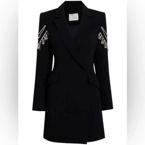 NWT Sold Out CINQ À SEPT Kaylen Crystal Embellished Blazer Minidress 00